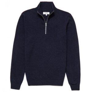 Belgravia Lambswool Blend Zip Neck Jumper in Navy