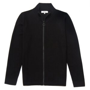 Hesketh Funnel Neck Zip Through Cardigan in Black