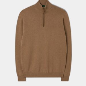 Men's Lambswool 1/4 Zip Jumper in Sand - Regular Fit