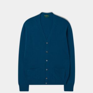 Men's Geelong Lambswool Cardigan in Teal - Classic Fit
