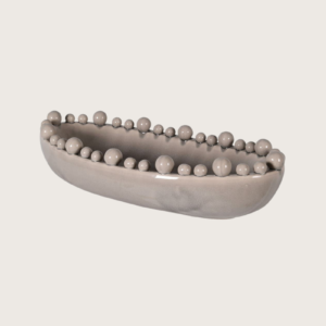 Cream Oval Bobble Edged Bowl