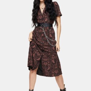 Annabel Inverted Raven Print Midi Shirt Dress