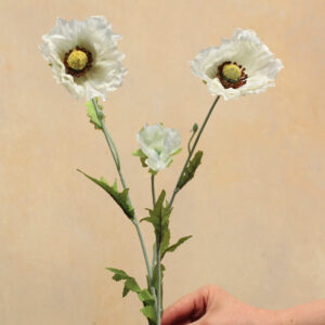 Faux Ivory Country Poppy Spray