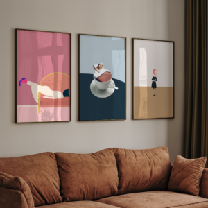 Modern Surreal Wall Art Prints – Minimalist Contemporary Gallery Set for Living Rooms
