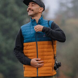 Ashland Down Recycled Gilet - Retro Orange/Tidal Blue