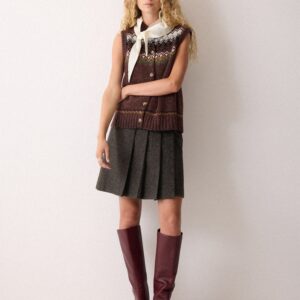 Wool Twill Mini Skirt | Brown