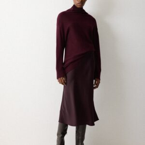 Satin Bias Midi Skirt | Purple