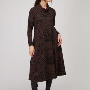 Textured Ikat Patchwork Jersey Dress