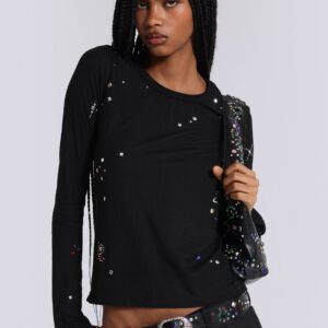 Jexa Jewel Studded Long Sleeve Top