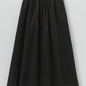 Organic Cord Pull On Skirt | Charcoal