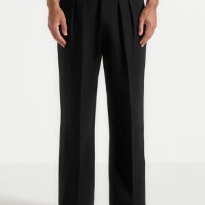 Pierre - Relaxed Fit Pleated Tailored Trousers - Black