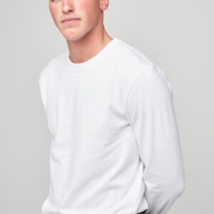 Men's Long Sleeve T Shirt Plastic Free - White