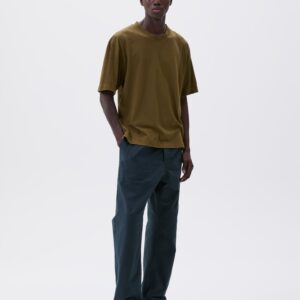 MHL. PRESS STUD TROUSERS | DOUBLE TWISTED COTTON CANVAS | PETROL