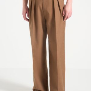 Octave - Wide Leg Twin Pleat Tailored Trousers - Fawn