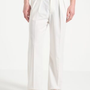 Pierre - Relaxed Fit Linen Pleated Trousers - White