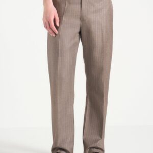 Joseph - Regular Fit Pinstripe Tailored Trousers - Taupe