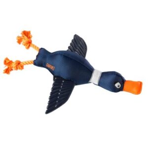 Duck Thrower Dog Toy with TPR Textured Wings; Navy & Khaki