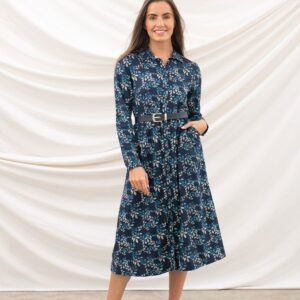 Elsie Dress - Navy Leaf