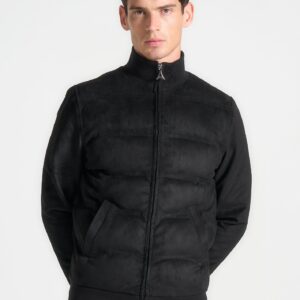 Suede Padded Jacket - Black
