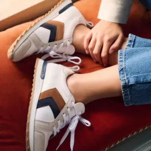 Xandra - White - Tan & Navy